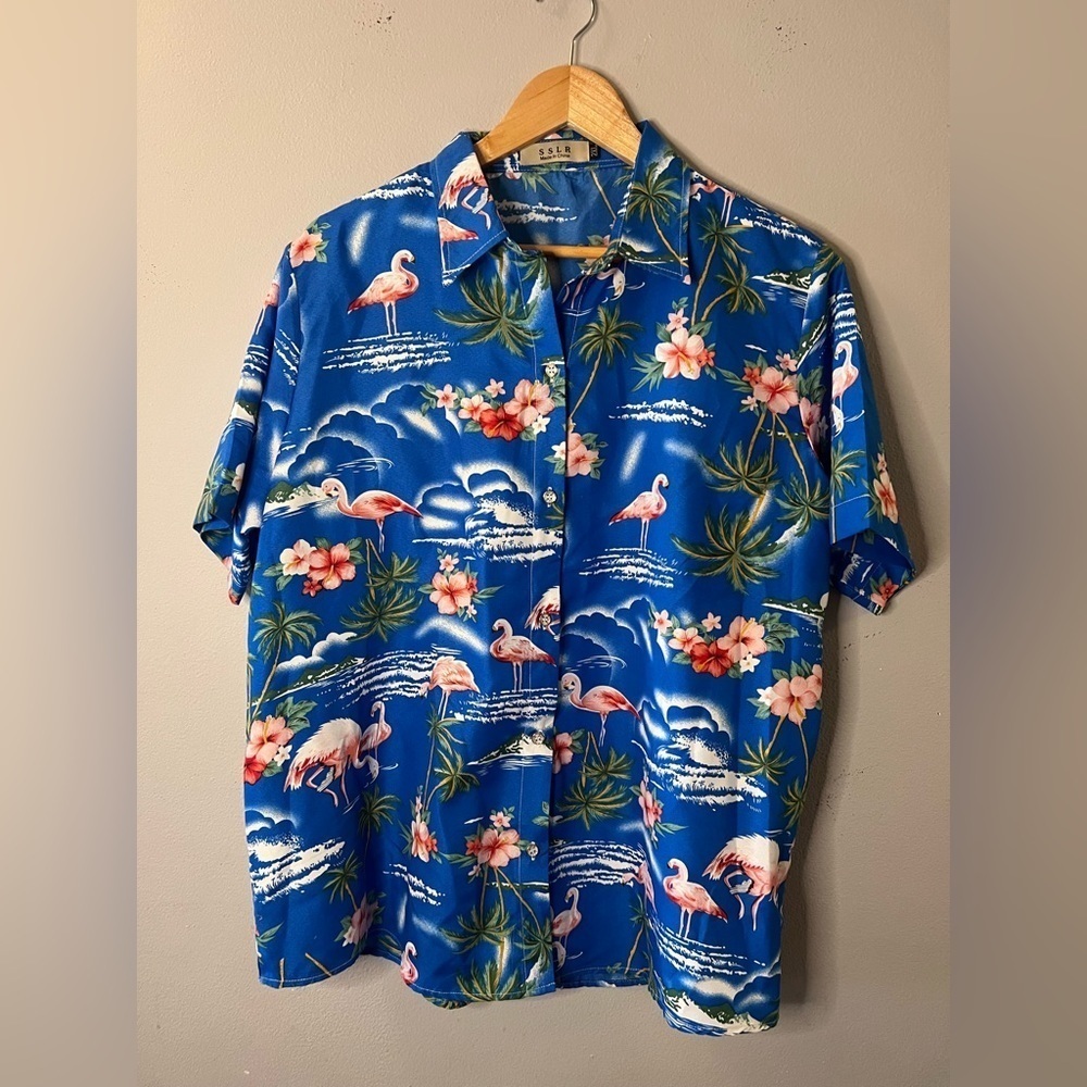 SSLR Hawaiian Print Short Sleeve Button Down 2XL